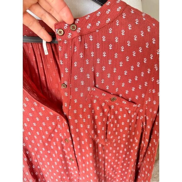 C14 Free People Print Boyfriend High Low Tunic Top Size XSmall - Picture 3 of 7